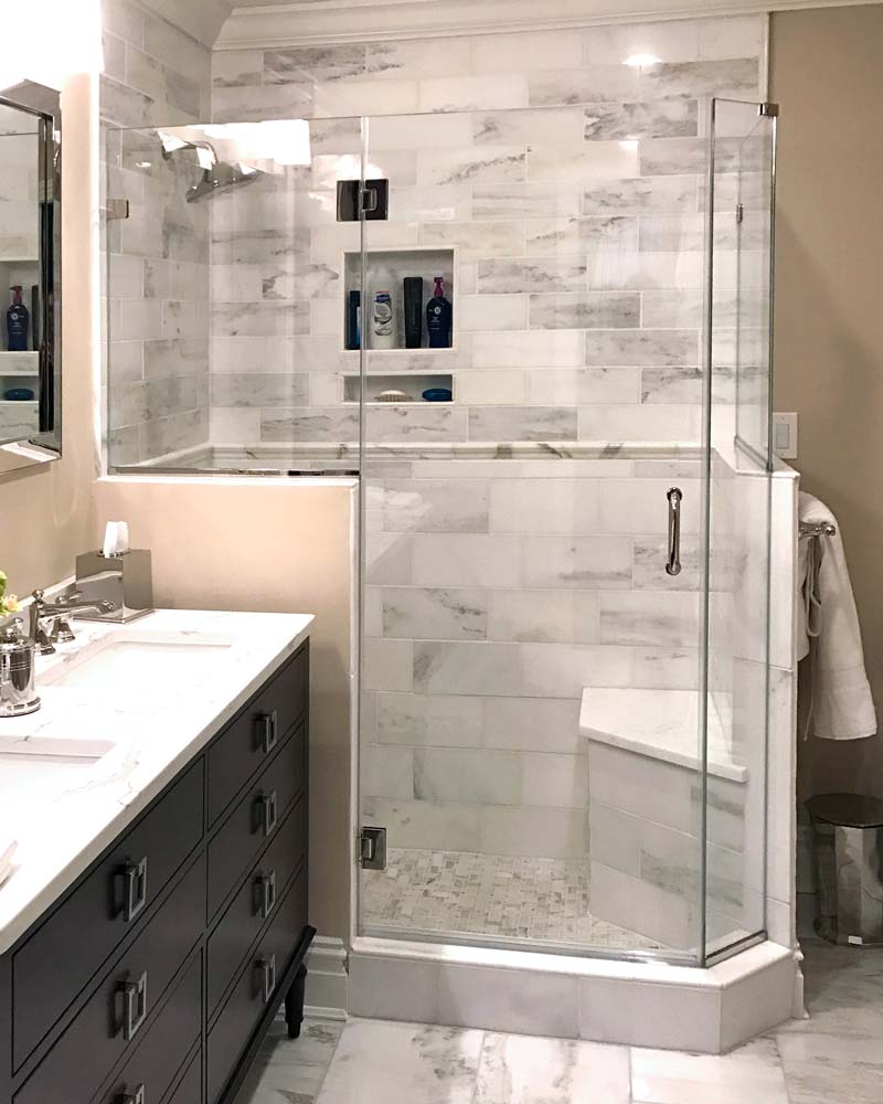 Small Bathroom Glass Enclosure Shower Stall with 2 Hinged Doors