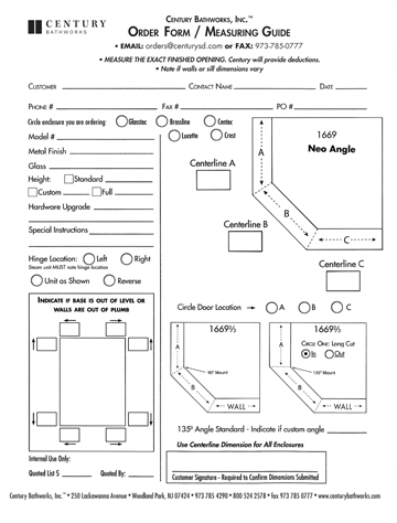measuring neo angle guides tub shower door
